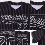 Custom Team Name and Number Personalized Black White Pinstripe Baseball Jersey Personalized Black White Pinstripe Black-White