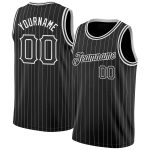 Custom Black White Pinstripe Basketball Jersey with Team Name & Number - Authentic Personalized Sportswear Personalized Black