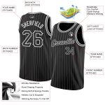 Custom Black White Pinstripe Basketball Jersey with Team Name & Number - Authentic Personalized Sportswear Personalized Black