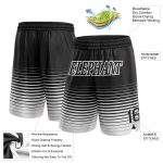 Custom Name Number Basketball Shorts - Personalized Black White Pinstripe Fade Fashion Personalized Black White Pinstripe