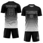 Personalized Black and White Pinstripe Soccer Uniform Jersey - Fashion Sublimation Fade Design Personalized Black White Pinstripe