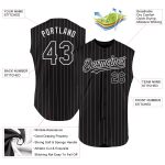 Custom Name Number Black White Pinstripe Sleeveless Baseball Jersey - Authentic Team Apparel Personalized Black White Pinstripe