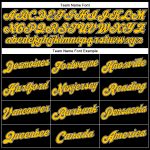 Custom Personalized Basketball Jersey - Black White Pinstripe with Gold-White Team Name and Number Personalized Black White