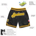 Custom Name Number Basketball Shorts Personalized Black White Pinstripe Gold-White Authentic Team Apparel Personalized Black
