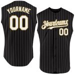 Custom Team Name Number Personalized Black White Pinstripe Gray Sleeveless Baseball Jersey Personalized Black White Pinstripe