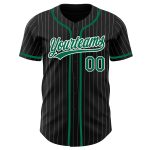 Personalized Black White Pinstripe Baseball Jersey in Kelly Green Personalized Black White Pinstripe Kelly Green Baseball