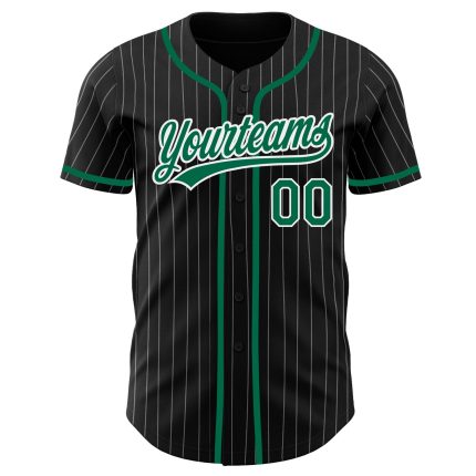 Personalized Black White Pinstripe Baseball Jersey in Kelly Green Personalized Black White Pinstripe Kelly Green Baseball