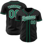 Personalized Black White Pinstripe Baseball Jersey in Kelly Green Personalized Black White Pinstripe Kelly Green Baseball