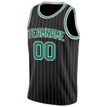 Personalized Custom Name and Number Basketball Jersey - Black White Pinstripe Kelly Green-White Authentic Design Personalized