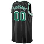 Personalized Custom Name and Number Basketball Jersey - Black White Pinstripe Kelly Green-White Authentic Design Personalized
