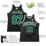 Personalized Black White Pinstripe Basketball Jersey in Kelly Green and White - Authentic Style Personalized Black White