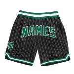 Custom Name Number Basketball Shorts Black White Pinstripe Kelly Green White Authentic Team Wear Personalized Black White