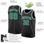 Personalized Basketball Jersey - Black White Pinstripe with Kelly Green and White accents Personalized Black White Pinstripe