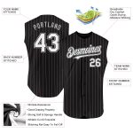 Custom Name and Number Black White Pinstripe Light Blue Authentic Sleeveless Baseball Jersey Personalized Black White Pinstripe