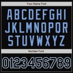 Personalized Black White Pinstripe Varsity Jacket Light Blue Bomber Full-Snap 3 Personalized Black White Pinstripe Light