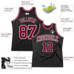 Custom Basketball Jersey with Personalized Name and Number, Black White Pinstripe Maroon-White Design Personalized Black