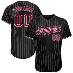 Personalized Maroon White Black Pinstripe Baseball Jersey for Men and Women Personalized Black White Pinstripe Maroon-White