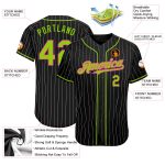 Custom Name Number Baseball Jersey Black White Pinstripe Neon Green Pink Authentic Team Design Personalized Black White Pinstripe