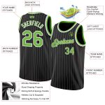 Custom Neon Green-White Basketball Jersey with Personalized Name & Number - Black White Pinstripe Authentic Team Gear Personalized