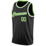Pinstripe Basketball Jersey Personalized Black White Neon Green-White Design Personalized Black White Pinstripe Neon Green-White