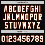 Personalized Black White Pinstripe Orange Varsity Letterman Bomber Jacket Full-Snap Design Personalized Black White Pinstripe
