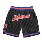 Custom Black White Pinstripe Orange Royal Basketball Shorts for Men Personalized Black White Pinstripe Orange-Royal Basketball