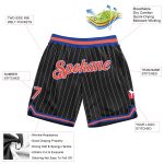 Custom Black White Pinstripe Orange Royal Basketball Shorts for Men Personalized Black White Pinstripe Orange-Royal Basketball