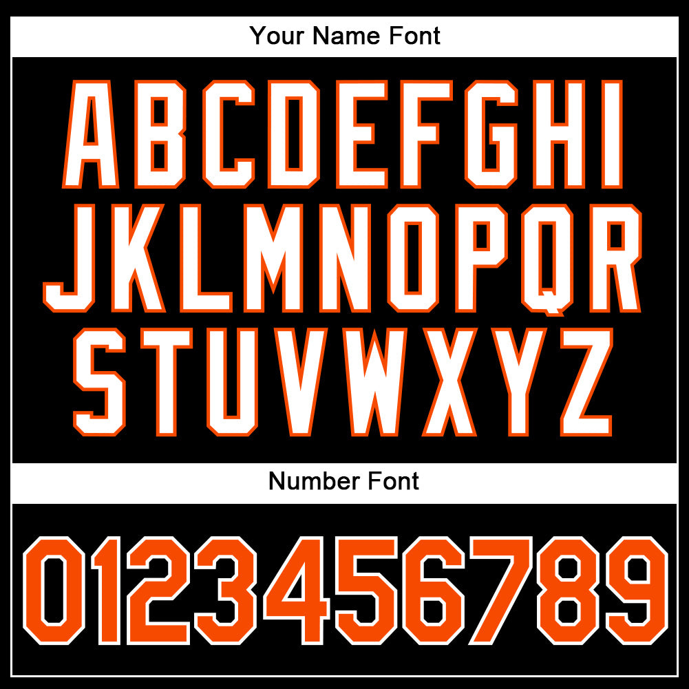 Personalized Black and White Pinstripe Baseball Jersey with Orange Accents Personalized Black White Pinstripe Orange-White - Image 5