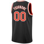 Personalized Basketball Jersey - Black White Pinstripe with Orange and White Details Personalized Black White Pinstripe Orange-White