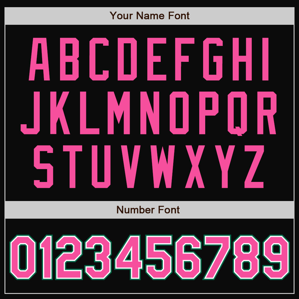 Personalized Black White Pinstripe Pink-Kelly Green Bomber Full-Snap Varsity Letterman Jacket Team Custom Name and Number Customizable Bomber Jacket with Team Name and Number in Black White Pinstripe Pink and Kelly Green - Full-Snap Varsity Letterman Style - Image 5
