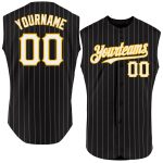 Personalized Black White Pinstripe Pink Kelly Green Sleeveless Jersey for Baseball Personalized Black White Pinstripe Pink-Kelly