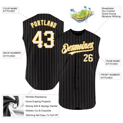 Personalized Black White Pinstripe Pink Kelly Green Sleeveless Jersey for Baseball Personalized Black White Pinstripe Pink-Kelly