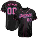 Custom Name Number Personalized Black White Pinstripe Baseball Jersey in Pink Light Blue Personalized Black White Pinstripe