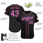 Custom Name and Number Black White Pinstripe Softball Jersey Personalized in Pink Light Blue Personalized Black White Pinstripe