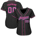 Personalized Black and White Pinstripe Baseball Jersey in Pink and Light Blue Personalized Black White Pinstripe Pink-Light