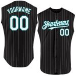 Custom Name Number Personalized Black White Pinstripe Purple Sleeveless Baseball Jersey Personalized Black White Pinstripe