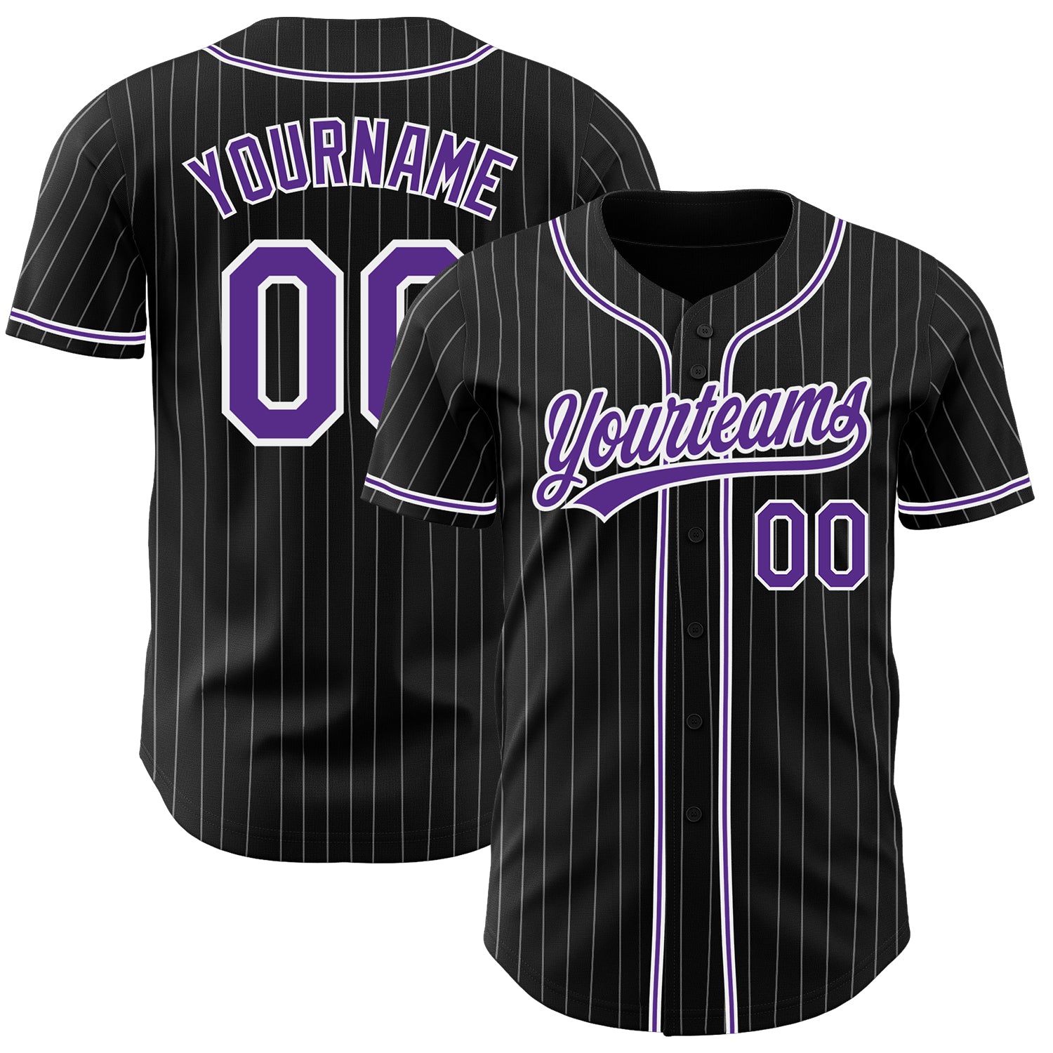 Personalized Purple Pinstripe Baseball Jersey for Men and Women - Custom Black and White Design Personalized Black White