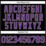 Personalized Black and White Pinstripe Baseball Jersey with Purple-White Accents Personalized Black White Pinstripe Purple-White