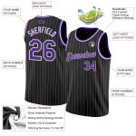 Personalized Purple Black White Pinstripe Basketball Jersey for Men and Women Personalized Black White Pinstripe Purple-White