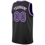 Personalized Purple Black White Pinstripe Basketball Jersey for Men and Women Personalized Black White Pinstripe Purple-White