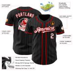 Custom Name and Number Authentic Baseball Jersey - Personalized Black White Pinstripe Design Personalized Black White Pinstripe