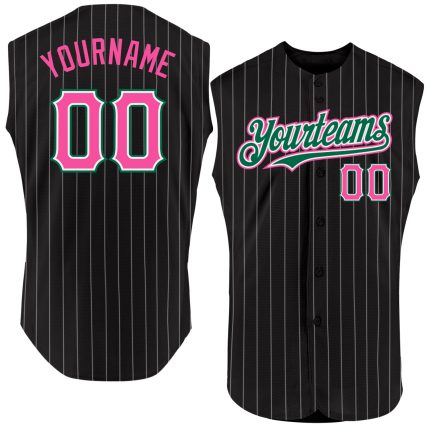 Custom Name Number Personalized Black White Pinstripe Red Baseball Jersey Sleeveless Authentic Team Apparel Personalized