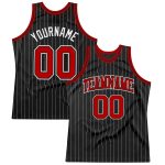Personalized Basketball Jersey Red-White Black White Pinstripe for Men 2 Personalized Black White Pinstripe Red-White Basketball