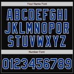 Personalized Black and White Pinstripe Varsity Letterman Jacket - Royal Full-Snap Bomber Personalized Black White Pinstripe