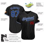 Personalized Royal-Red Pinstripe Baseball Jersey - Custom Black and White Design Personalized Black White Pinstripe Royal-Red