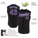 Personalized Black and White Pinstripe Sleeveless Baseball Jersey for Men Personalized Black White Pinstripe Royal Sleeveless