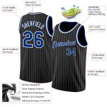 Personalized Authentic Basketball Jersey Black White Pinstripe Royal-White Personalized Black White Pinstripe Royal-White