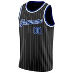 Personalized Black White Pinstripe Basketball Jersey - Royal White 2 Personalized Black White Pinstripe Royal-White Basketball
