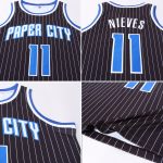 Personalized Black and White Pinstripe Basketball Jersey - Royal White Design Personalized Black White Pinstripe Royal-White