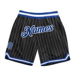 Personalized Black White Pinstripe Basketball Shorts for Men - Royal-White Athletic Wear Personalized Black White Pinstripe